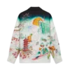 Camisas de manga comprida em sarja de seda com padrão floral Camisas de manga comprida em sarja de seda com padrão floral