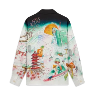 Camisas de manga comprida em sarja de seda com padrão floral