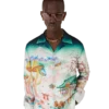 Camisas de manga comprida em sarja de seda com padrão floral Camisas de manga comprida em sarja de seda com padrão floral