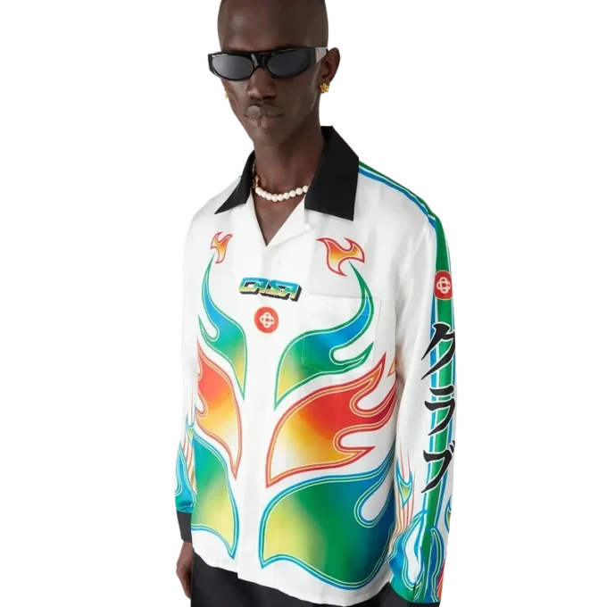 Camisas de manga comprida em sarja de seda Flame Laurel Camisas de manga comprida em sarja de seda Flame Laurel