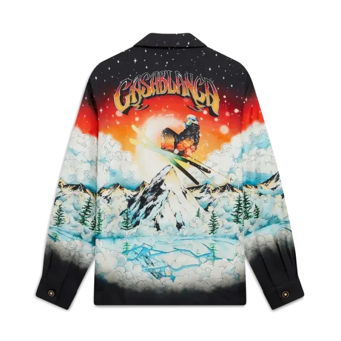 Camisas de manga comprida em sarja de seda Ski Lake Camisas de manga comprida em sarja de seda Ski Lake