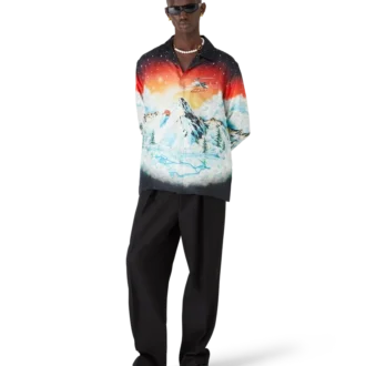 Camisas de manga comprida em sarja de seda Ski Lake