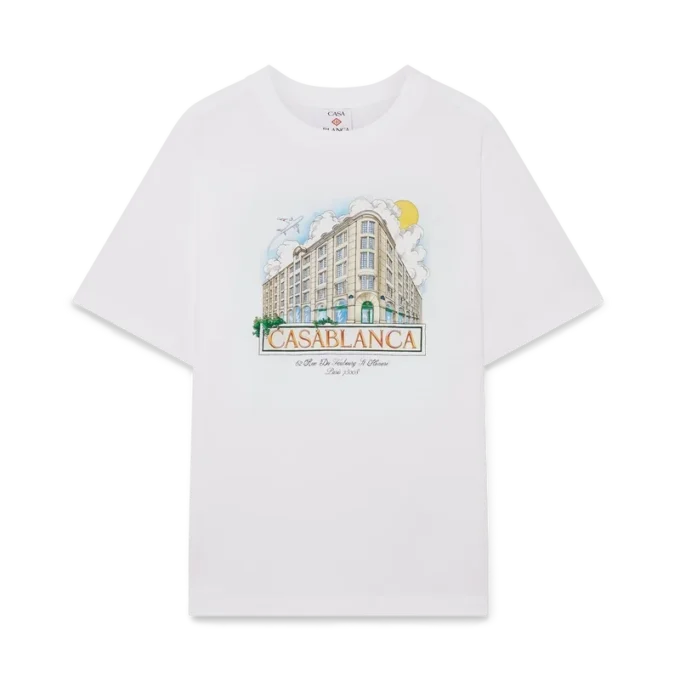 Camisas de manga curta com estampado da loja de Paris