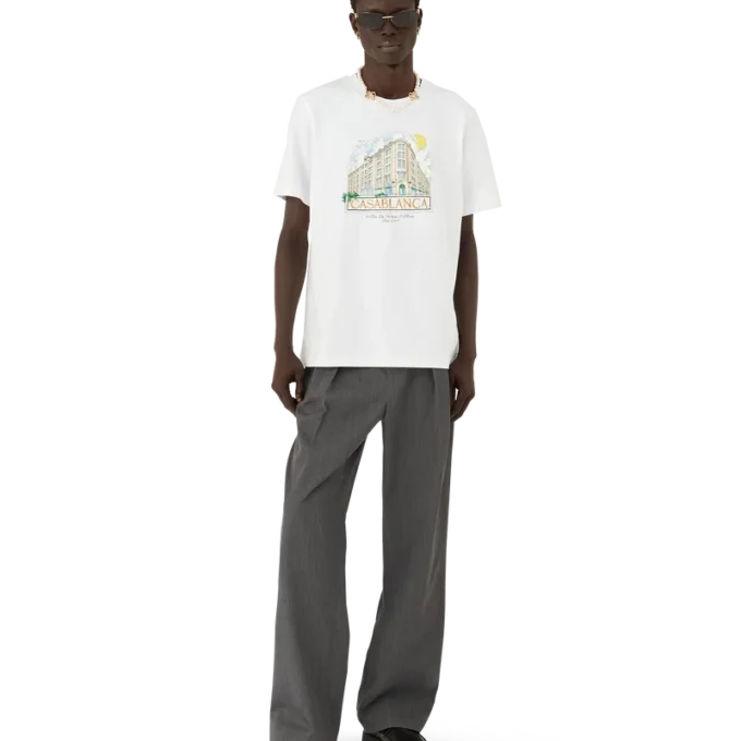 Camisas de manga curta com estampado da loja de Paris