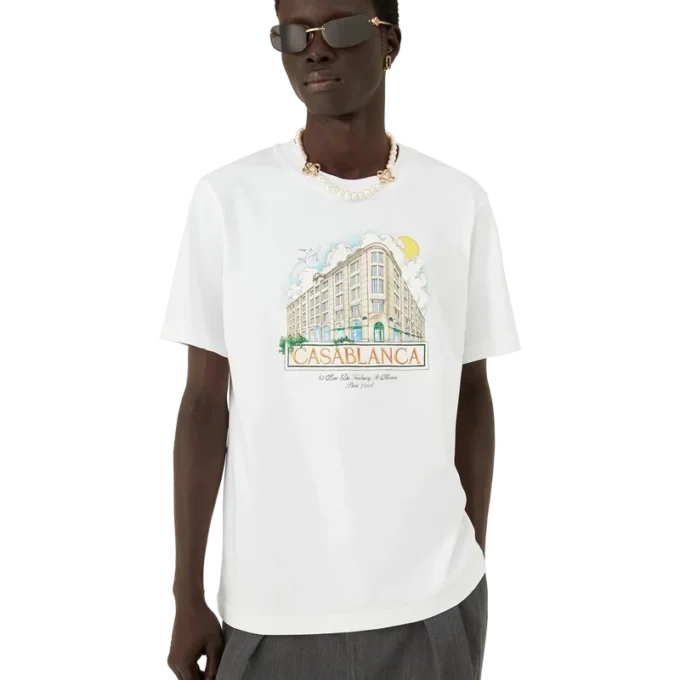 Camisas de manga curta com estampado da loja de Paris