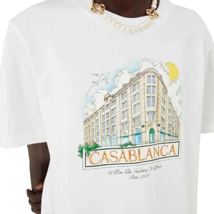 Camisas de manga curta com estampado da loja de Paris