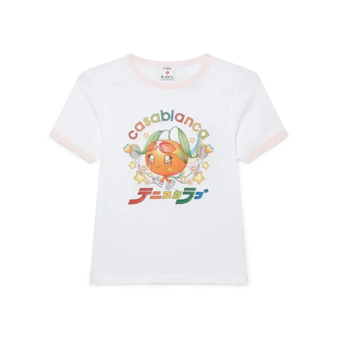 Camisas de manga curta com gola em V e mascote laranja Camisas de manga curta com gola em V e mascote laranja