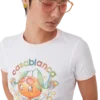 Camisas de manga curta com gola em V e mascote laranja Camisas de manga curta com gola em V e mascote laranja