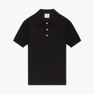 Camisas de manga curta com monograma em ponto de malha preto