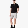Camisas de manga curta com monograma em ponto de malha preto Camisas de manga curta com monograma em ponto de malha preto
