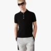 Camisas de manga curta com monograma em ponto de malha preto Camisas de manga curta com monograma em ponto de malha preto