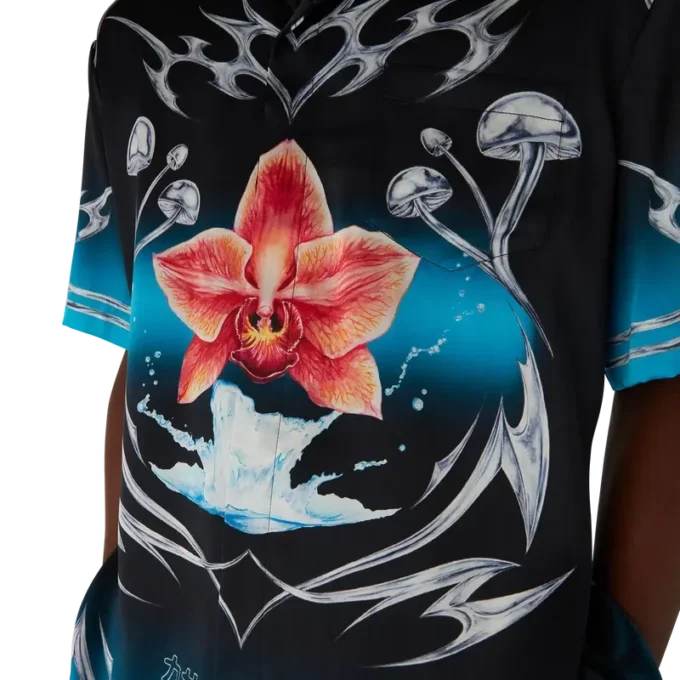 Camisas de manga curta em cetim de seda Blades Camisas de manga curta em cetim de seda Blades