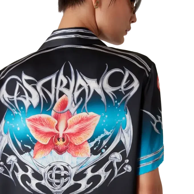 Camisas de manga curta em cetim de seda Blades Camisas de manga curta em cetim de seda Blades