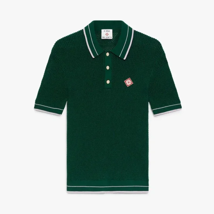 Camisas de manga curta em croché verde Camisas de manga curta em croché verde
