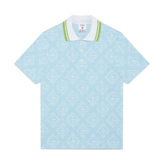 Camisas de manga curta em jacquard azul claro