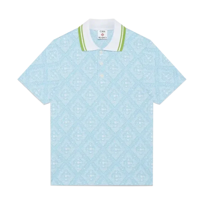 Camisas de manga curta em jacquard azul claro Camisas de manga curta em jacquard azul claro