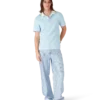 Camisas de manga curta em jacquard azul claro Camisas de manga curta em jacquard azul claro