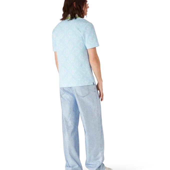 Camisas de manga curta em jacquard azul claro Camisas de manga curta em jacquard azul claro