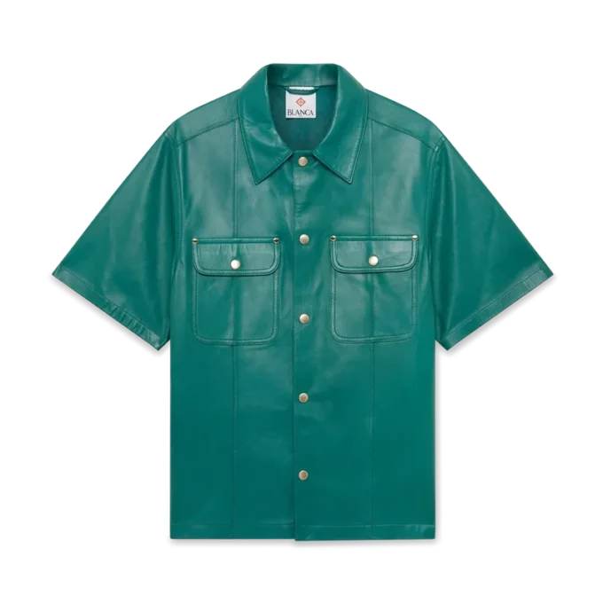 Camisas de manga curta em pele