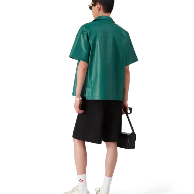 Camisas de manga curta em pele