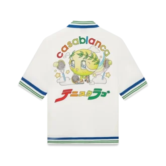 Camisas de manga curta em sarja de seda com mascote de ténis