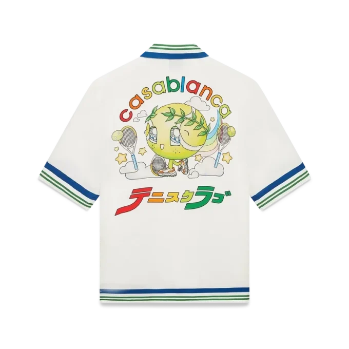 Camisas de manga curta em sarja de seda com mascote de ténis