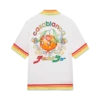 Camisas de manga curta em sarja de seda com mascote laranja Camisas de manga curta em sarja de seda com mascote laranja