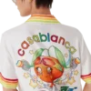 Camisas de manga curta em sarja de seda com mascote laranja Camisas de manga curta em sarja de seda com mascote laranja
