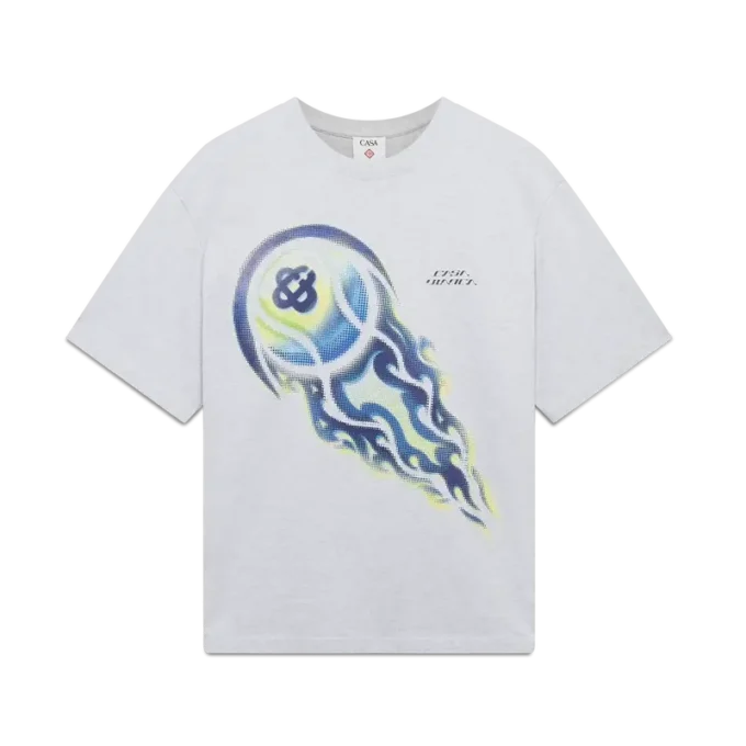 Camisas de manga curta oversized com bola de ténis em chamas Camisas de manga curta oversized com bola de ténis em chamas