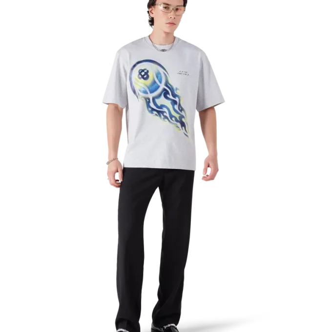 Camisas de manga curta oversized com bola de ténis em chamas Camisas de manga curta oversized com bola de ténis em chamas