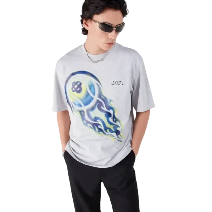 Camisas de manga curta oversized com bola de ténis em chamas Camisas de manga curta oversized com bola de ténis em chamas
