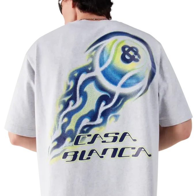 Camisas de manga curta oversized com bola de ténis em chamas Camisas de manga curta oversized com bola de ténis em chamas