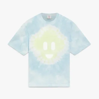 Camisas de manga curta oversized com tie-dye azul e logótipo CC Smile