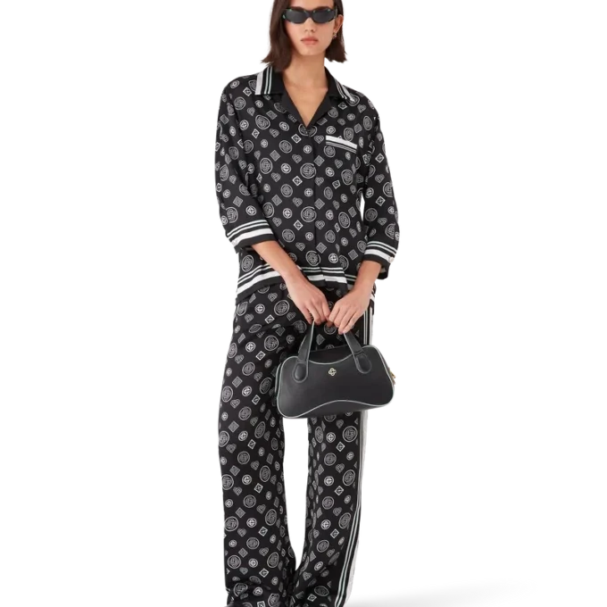Camisas de pijama em cetim de seda com monograma Camisas de pijama em cetim de seda com monograma