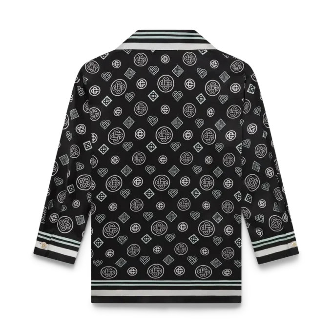Camisas de pijama em cetim de seda com monograma Camisas de pijama em cetim de seda com monograma