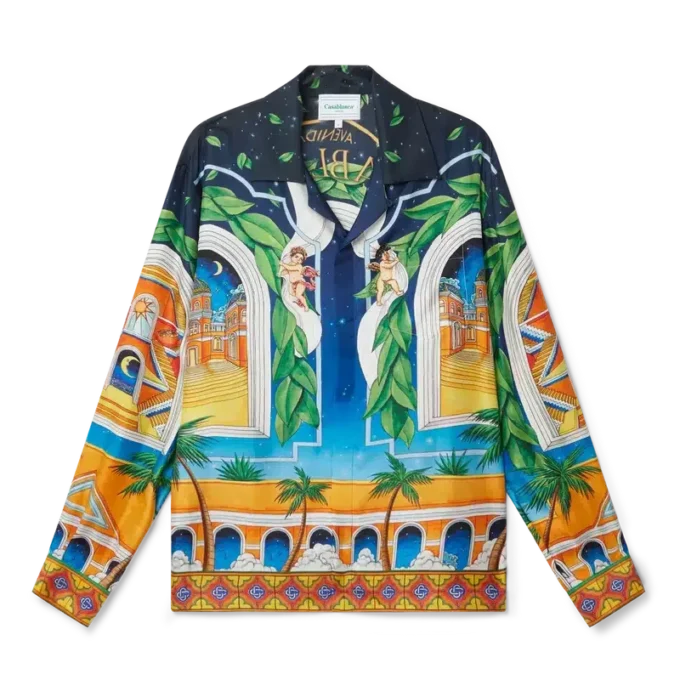 Camisas de seda com gola cubana Maison D’ete Camisas de seda com gola cubana Maison D’ete