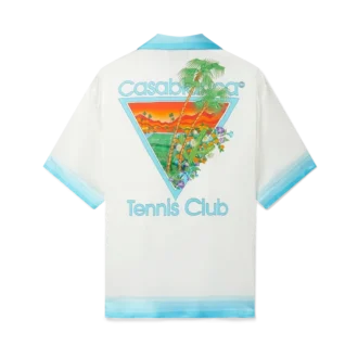 Camisas de seda com gola cubana Palm Springs Icon Blue