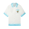 Camisas de seda com gola cubana Palm Springs Icon Blue