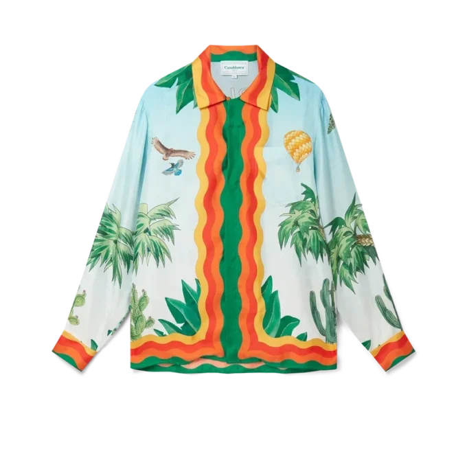Camisas de seda com gola cubana Palm Springs Tennis Club