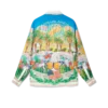 Camisas de seda com gola cubana psicadélica