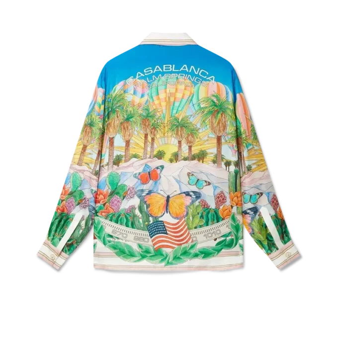 Camisas de seda com gola cubana psicadélica