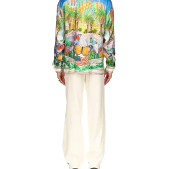 Camisas de seda com gola cubana psicadélica