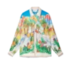 Camisas de seda com gola cubana psicadélica