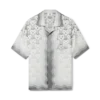 Camisas de seda de manga curta com monograma de coração em degradê Camisas de seda de manga curta com monograma de coração em degradê