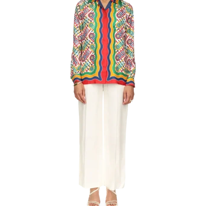 Camisas de seda com monograma de ténis Camisas de seda com monograma de ténis