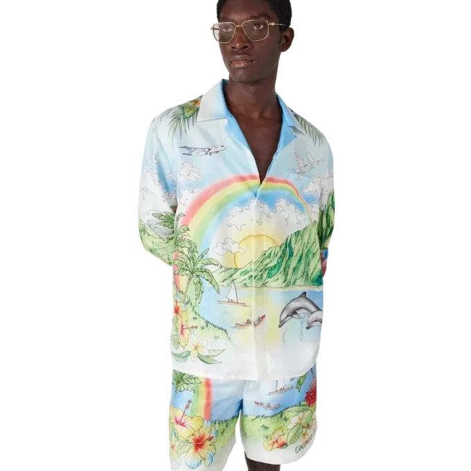 Camisas de seda de manga comprida Aloha Camisas de seda de manga comprida Aloha