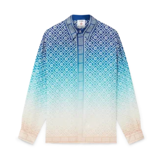 Camisas de seda de manga comprida com gradiente jacquard