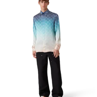 Camisas de seda de manga comprida com gradiente jacquard