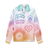 Camisas de seda de manga comprida com logótipo em meio-tom