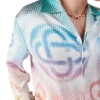 Camisas de seda de manga comprida com logótipo em meio-tom